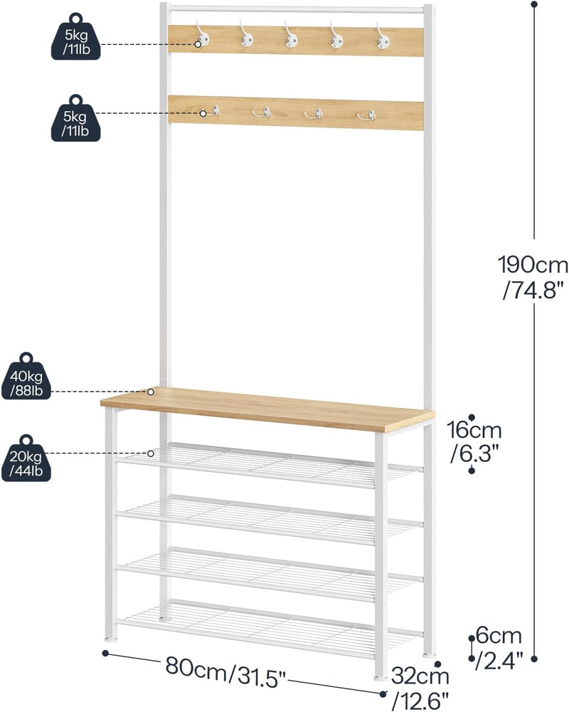 Coat Stand Rack with Shoe Storage Free Standing