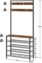 Coat Stand Rack with Shoe Storage Free Standing