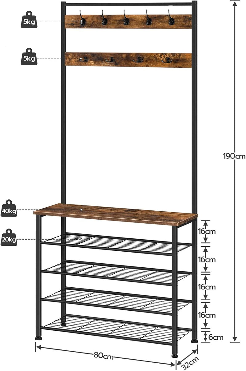 Coat Stand Rack with Shoe Storage Free Standing