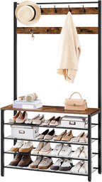 Coat Stand Rack with Shoe Storage Free Standing
