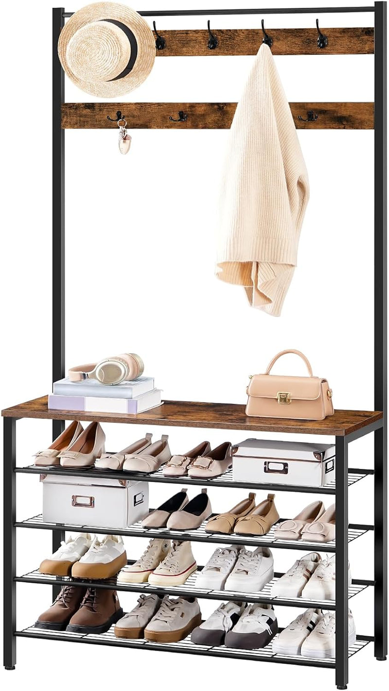 Coat Stand Rack with Shoe Storage Free Standing
