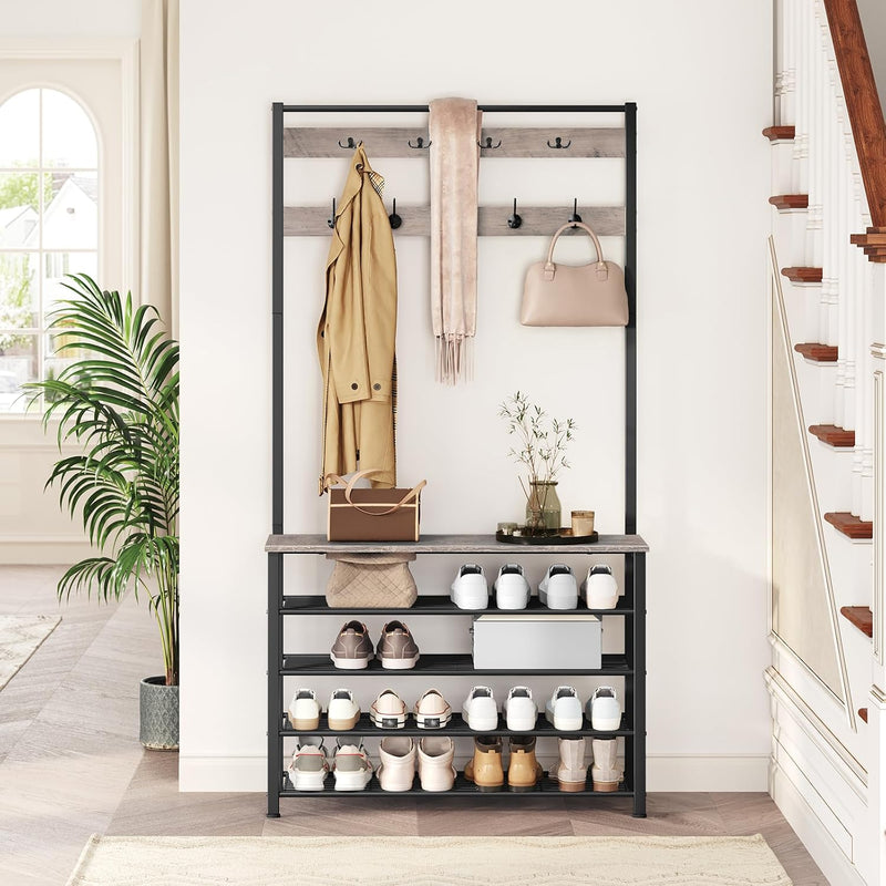 Coat Stand Rack with Shoe Storage Free Standing