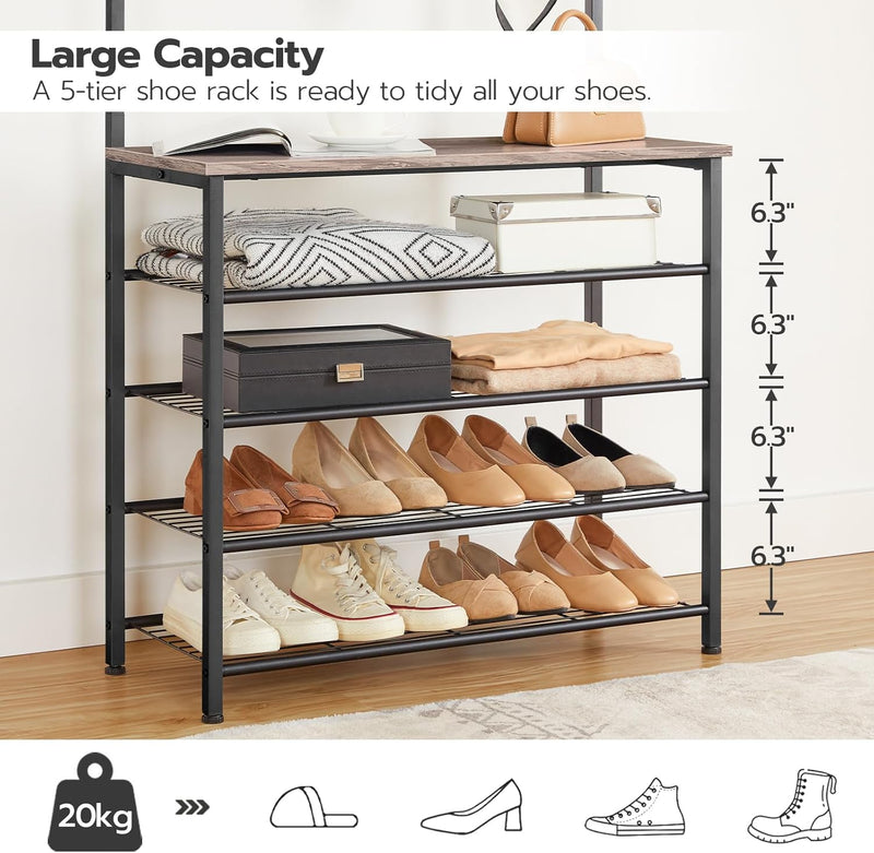 Coat Stand Rack with Shoe Storage Free Standing