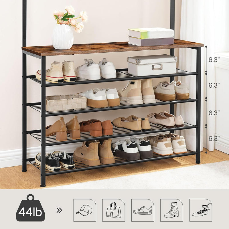 Coat Stand Rack with Shoe Storage Free Standing