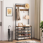 Coat Stand Rack with Shoe Storage Free Standing