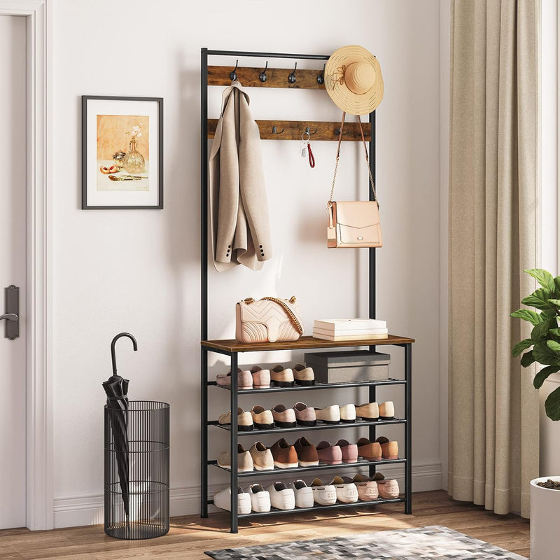 Coat Stand Rack with Shoe Storage Free Standing
