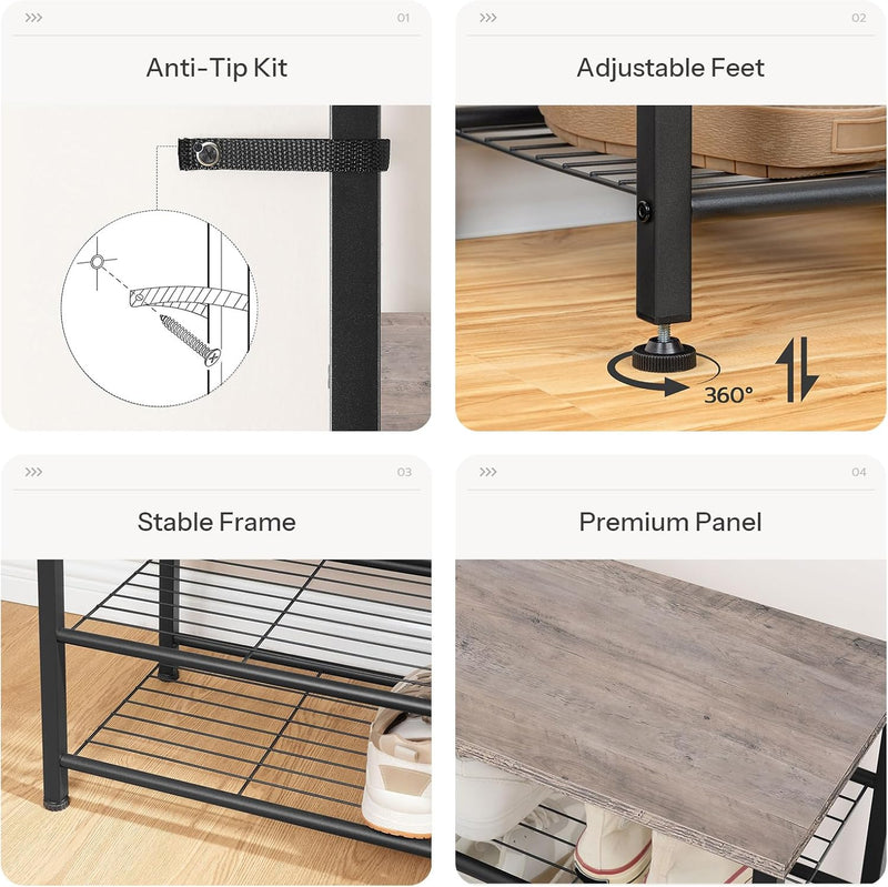 Coat Stand Rack with Shoe Storage Free Standing