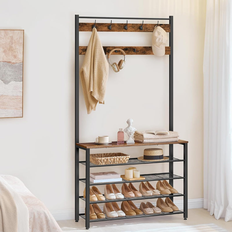 Coat Stand Rack with Shoe Storage Free Standing