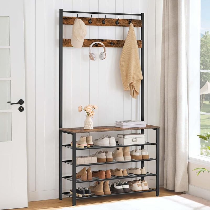 Coat Stand Rack with Shoe Storage Free Standing
