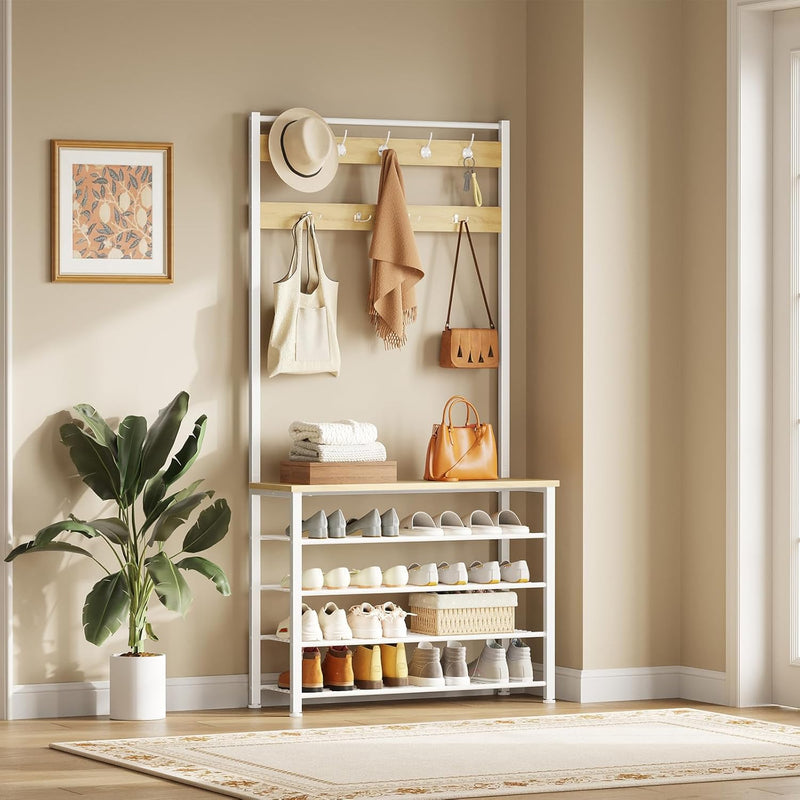 Coat Stand Rack with Shoe Storage Free Standing
