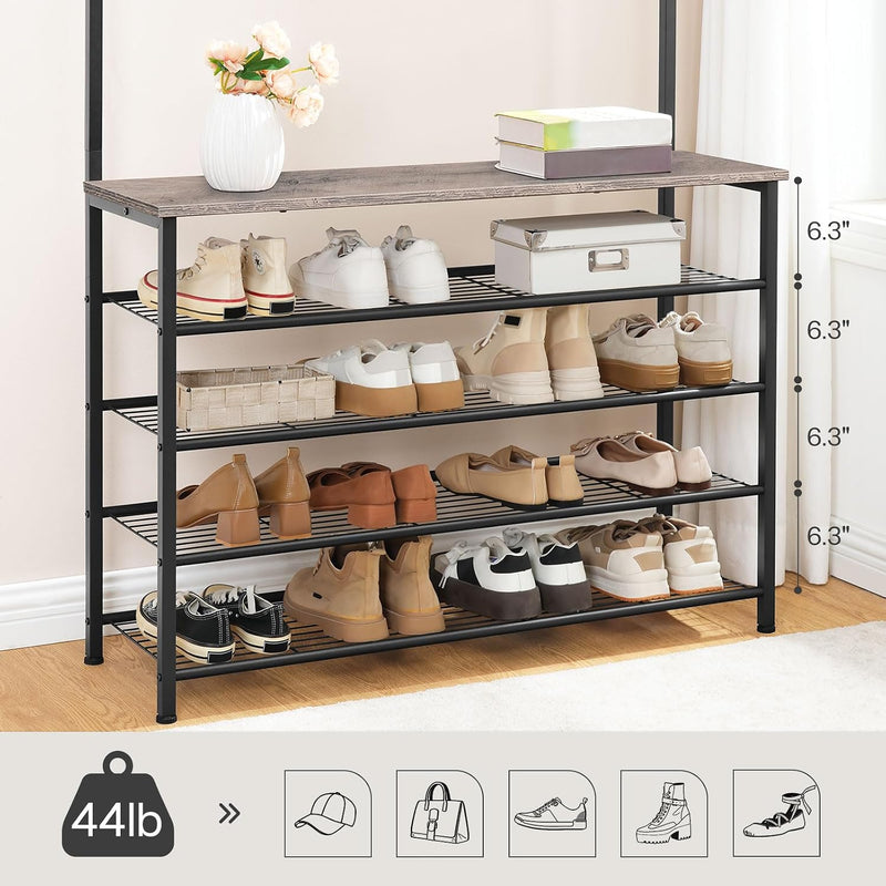 Coat Stand Rack with Shoe Storage Free Standing
