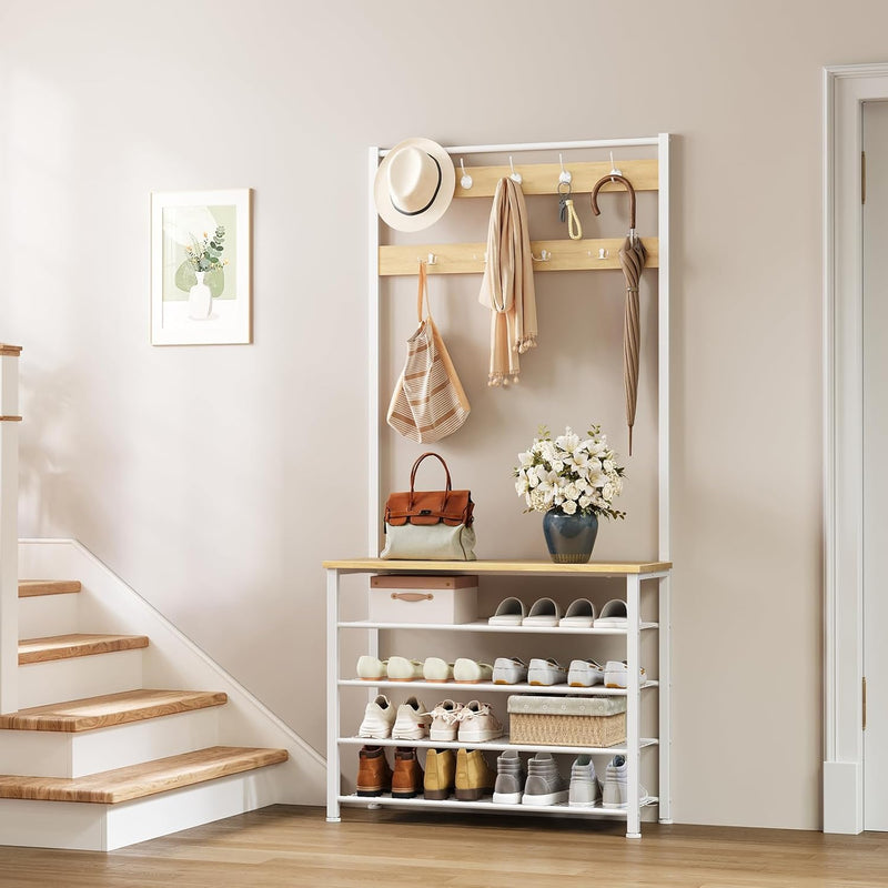 Coat Stand Rack with Shoe Storage Free Standing