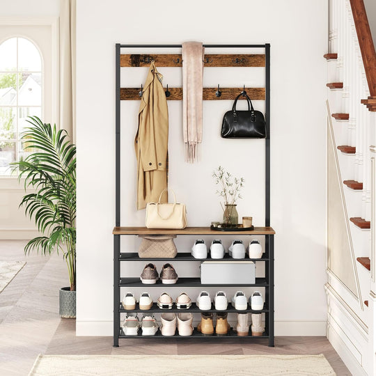 Coat Stand Rack with Shoe Storage Free Standing