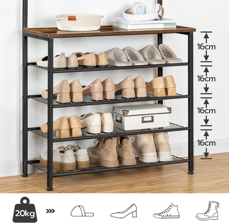Coat Stand Rack with Shoe Storage Free Standing