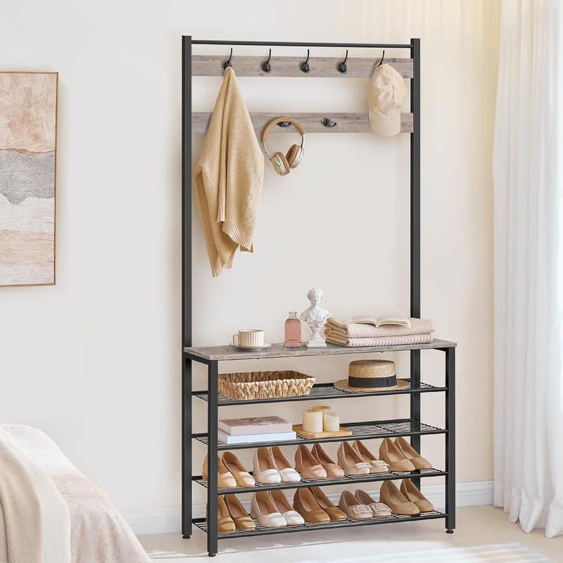 Coat Stand Rack with Shoe Storage Free Standing