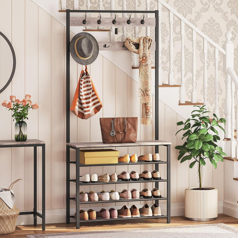 Coat Stand Rack with Shoe Storage Free Standing