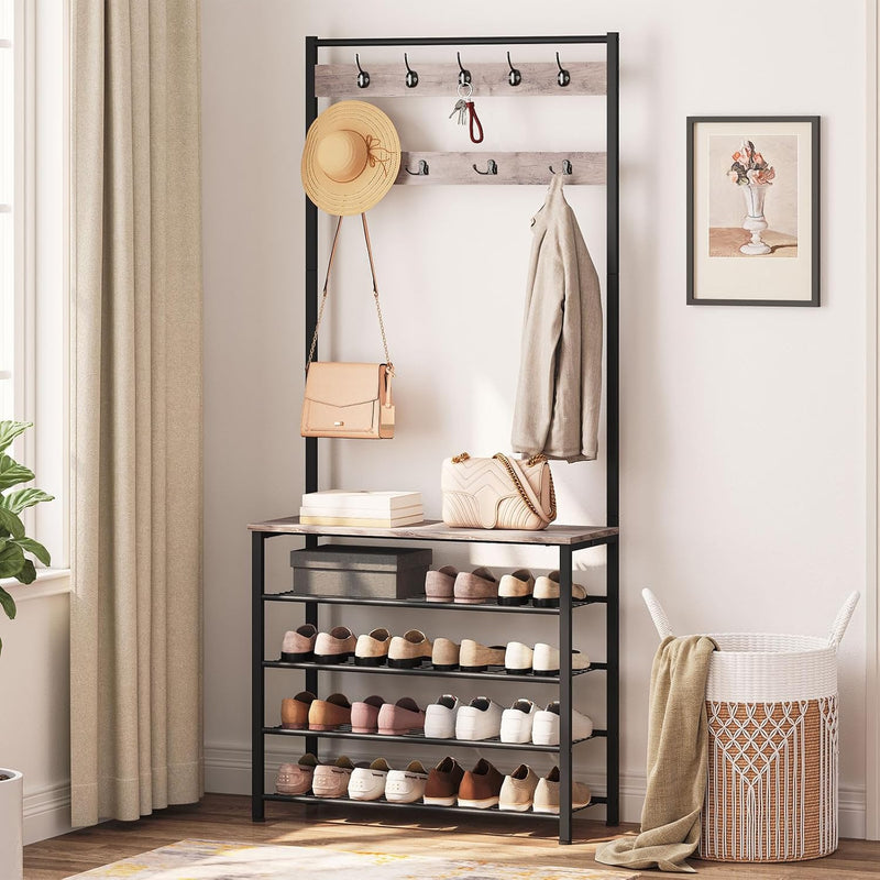 Coat Stand Rack with Shoe Storage Free Standing