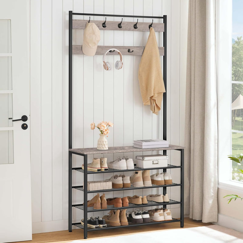 Coat Stand Rack with Shoe Storage Free Standing
