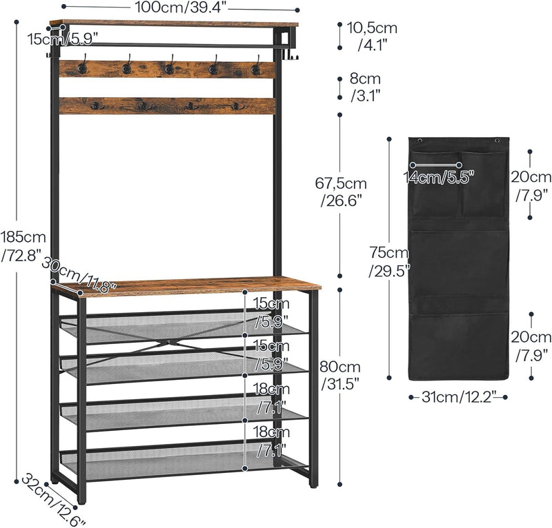Coat Stand Rack with Shoe Storage Hall Tree