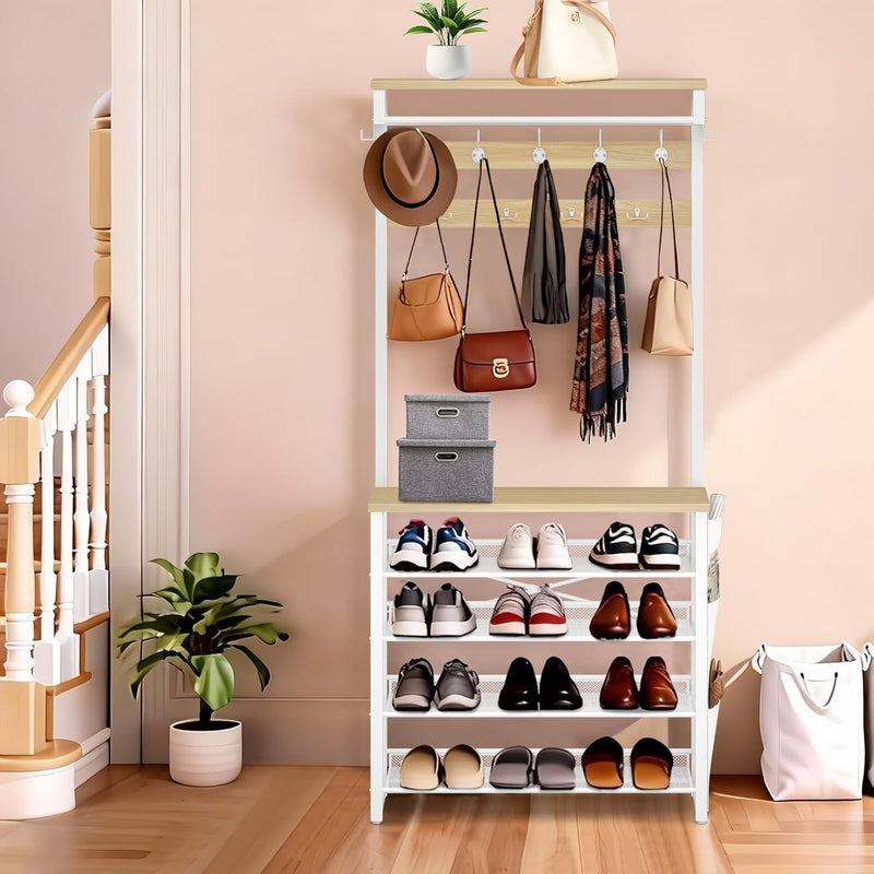 Coat Stand Rack with Shoe Storage Hall Tree