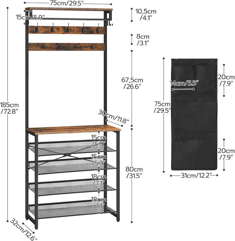 Coat Stand Rack with Shoe Storage Hall Tree