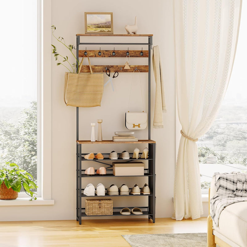 Coat Stand Rack with Shoe Storage Hall Tree