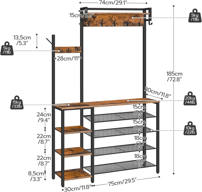 Coat Stand Rack with Shoe Storage Hallway