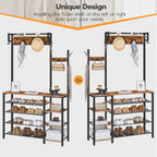 Coat Stand Rack with Shoe Storage Hallway