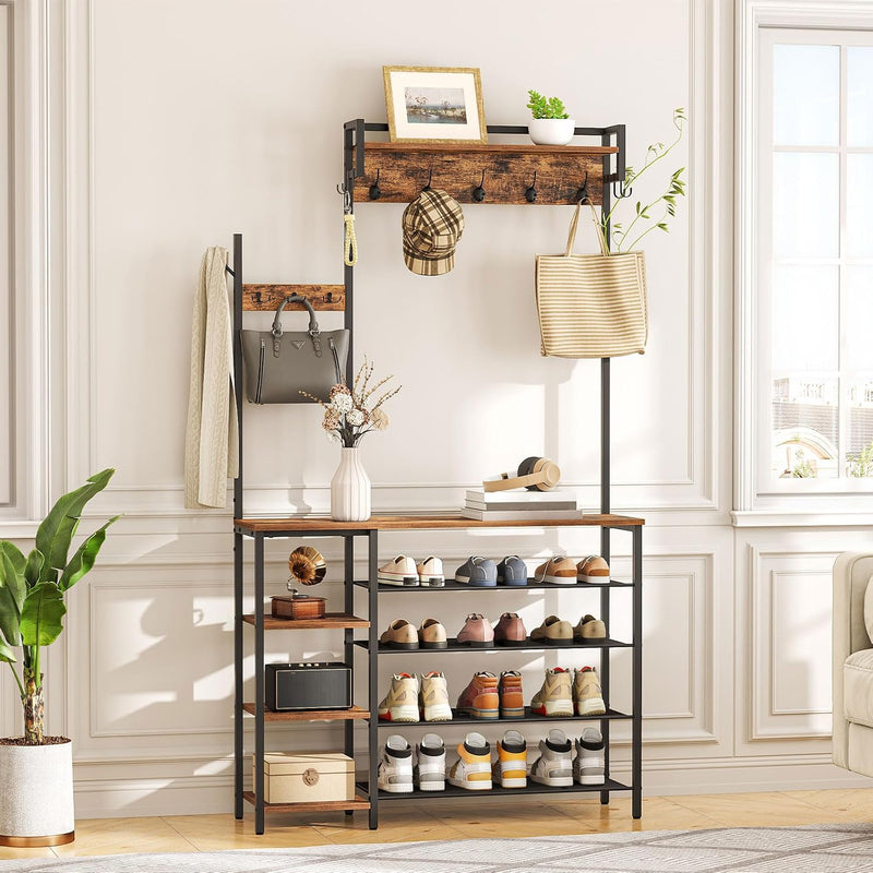 Coat Stand Rack with Shoe Storage Hallway