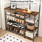 Coat Stand Rack with Shoe Storage Hallway