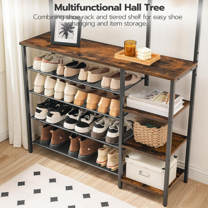 Coat Stand Rack with Shoe Storage Hallway