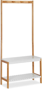 Coat Stand with Shoe Rack 4 Clothes Hooks