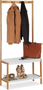 Coat Stand with Shoe Rack 4 Clothes Hooks