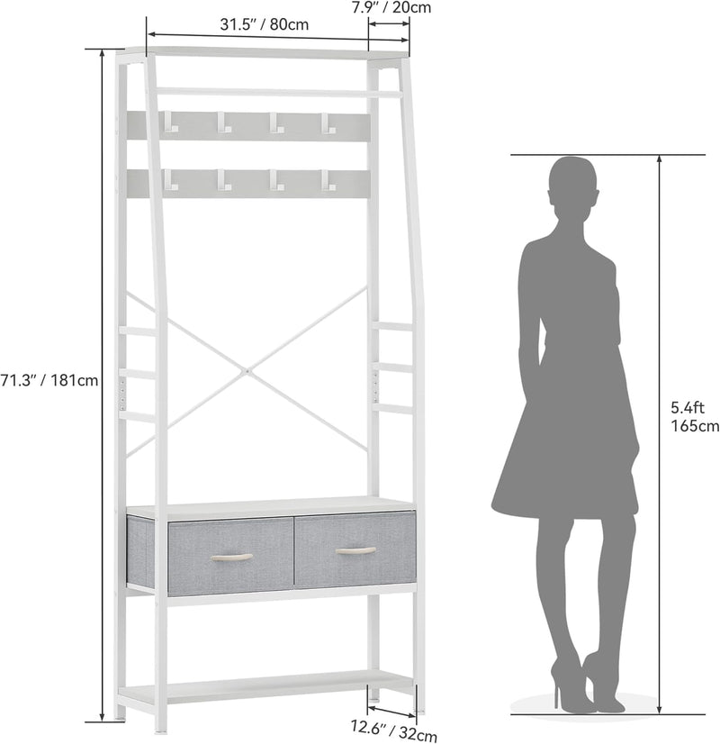 Coat Stand with Shoe Storage Bench Hall Tree
