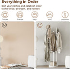 Coat Stand Woodem Rack with 3 Storage Shelves