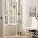 Coat Stand Woodem Rack with 3 Storage Shelves