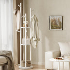 Coat Stand Woodem Rack with 3 Storage Shelves