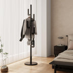 Coat Stand Woodem Rack with 3 Storage Shelves