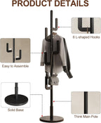 Coat Stand Woodem Rack with 3 Storage Shelves