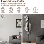 Coat Stand Woodem Rack with 3 Storage Shelves