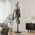 Coat Stand Woodem Rack with 3 Storage Shelves