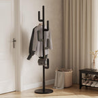 Coat Stand Woodem Rack with 3 Storage Shelves