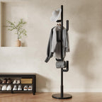 Coat Stand Woodem Rack with 3 Storage Shelves