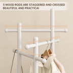 Coat Stand Woodem Rack with 3 Storage Shelves