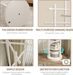 Coat Stand Woodem Rack with 3 Storage Shelves