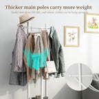 Coat Stand Woodem Rack with 3 Storage Shelves