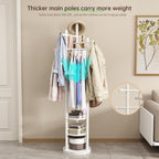 Coat Stand Woodem Rack with 3 Storage Shelves