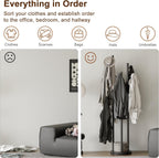 Coat Stand Woodem Rack with 3 Storage Shelves