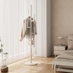 Coat Stand Woodem Rack with 3 Storage Shelves