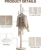 Coat Stand Woodem Rack with 3 Storage Shelves